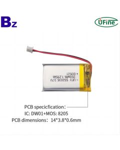 리튬 이온 폴리머 셀 공장 직업 맞춤형 알람 시계 배터리 UFX 552035 3.7V 350mAh 리튬 폴리머 배터리