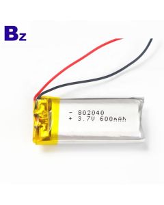 802040 600mAh 3.7V 리튬 폴리머 배터리
