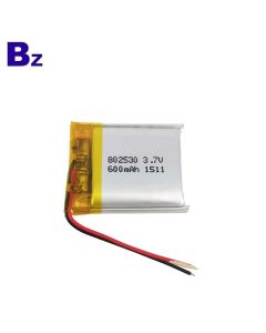 802530 600mAh 3.7V Lipo 배터리