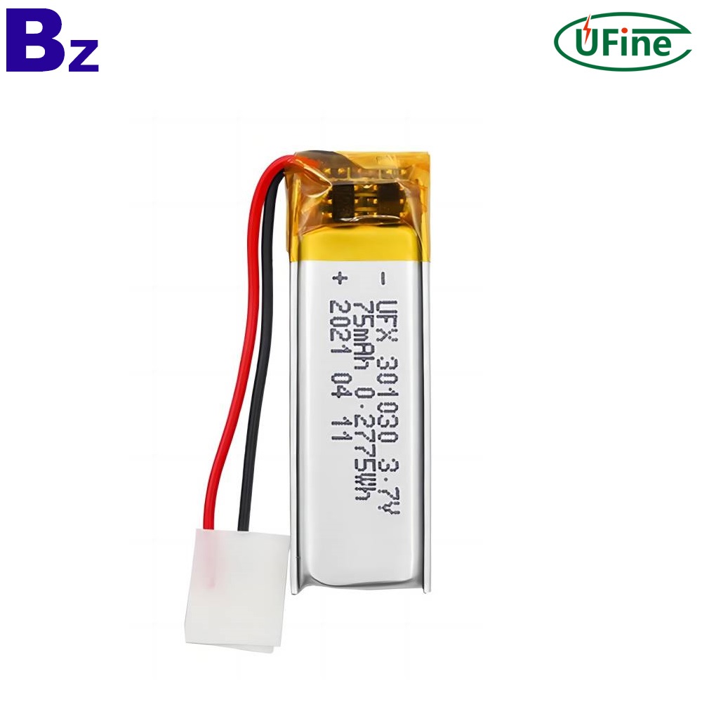 301030 3.7V 75mAh 리튬 이온 폴리머 배터리