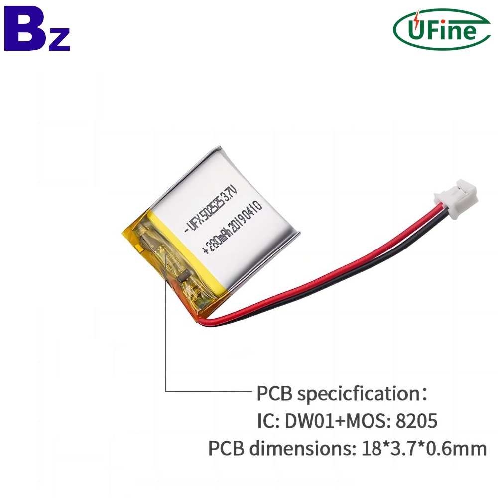 502525 3.7V 280mAh 리튬 이온 배터리 공급