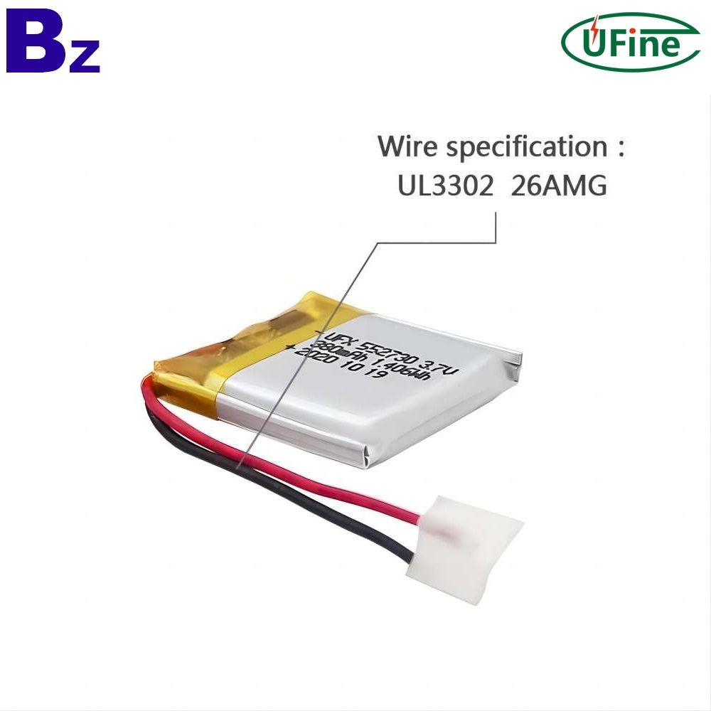 552730 3.7V 380mAh 리튬 이온 배터리를 제공합니다